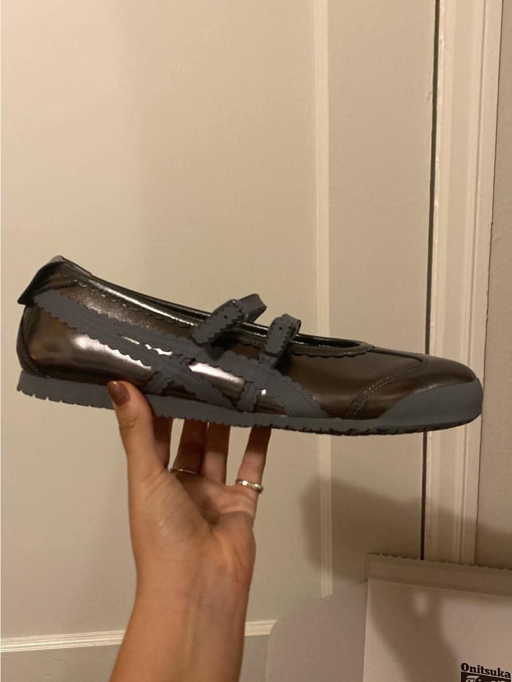 Onitsuka Tiger by Asics Metallic Gray Mary Jane Flats